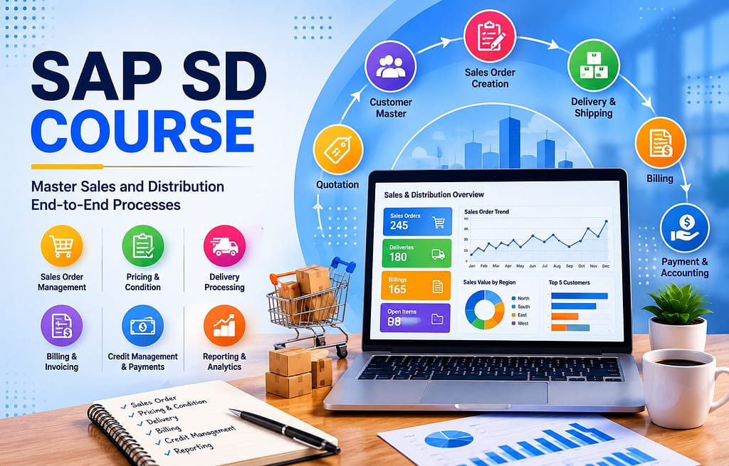 SAP SD Course in BTM Layout Bangalore 2026: Fees, Salary, Career & Why ERP Class is #1 Master end-to-end sales and distribution operations with practical SAP SD Course training covering quotation, billing, shipping, and reporting processes.