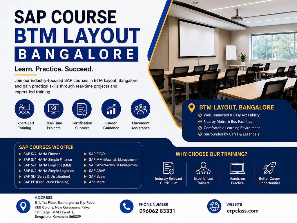 Enquire about the best SAP course in BTM Layout, Bngalore today!